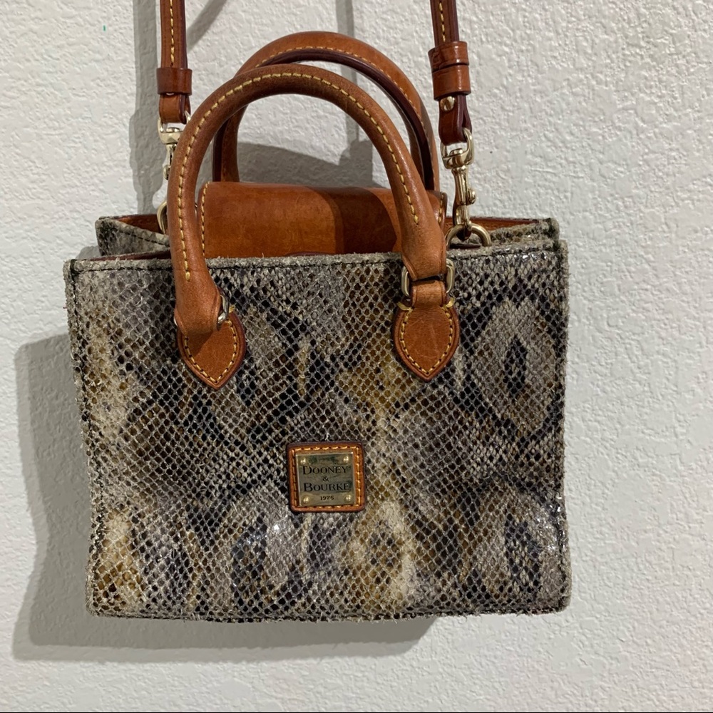 Dooney & Bourke Snake Print Bag - Brown and Tan